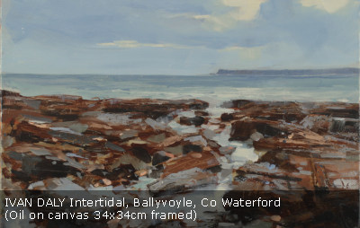 IVAN DALY Intertidal, Ballyvoyle, Co Waterford  (Oil on canvas 34x34cm framed)