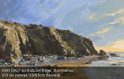 IVAN DALY (c) Estuary Edge, Bunmahon (Oil on canvas 33x63cm framed)